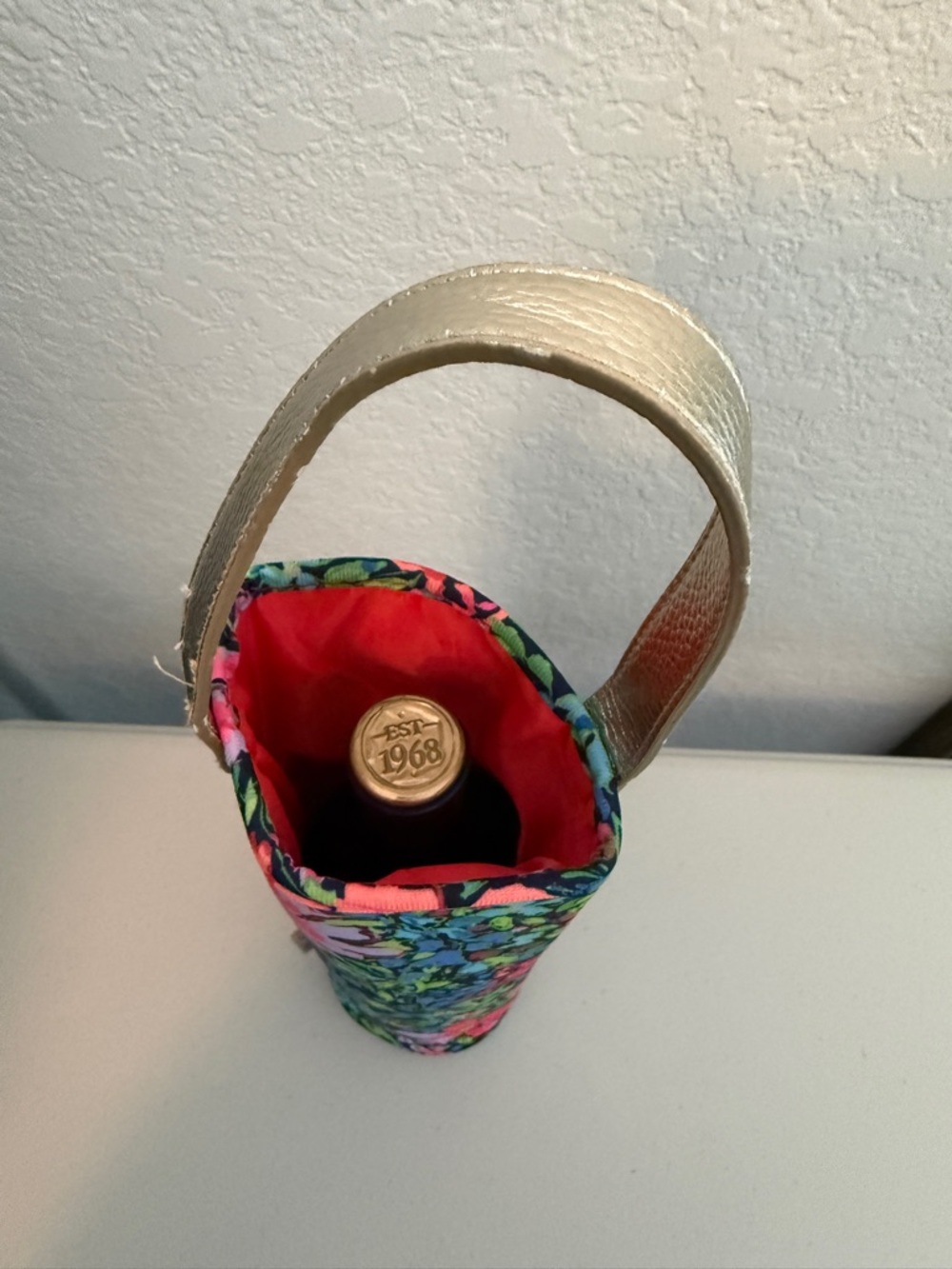 Lilly Pulitzer Insulated Wine Bottle Carrier Floral Neoprene Tote - Picture 5 of 6
